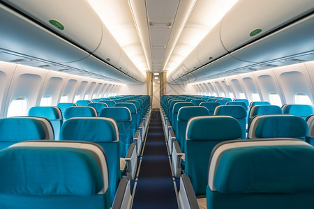 空座位整洁的飞机舱设计图片