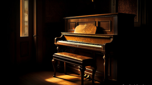 阳光下的钢琴背景图片