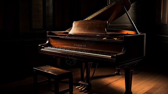 一架古老的钢琴背景图片