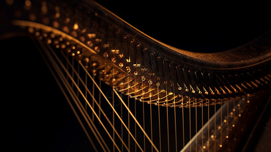 竖琴展架古老的西洋乐器竖琴背景