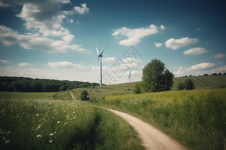 科技成果转化田野中的风力涡轮机背景