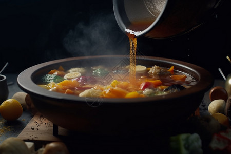 美味的火锅食材热油高清图片