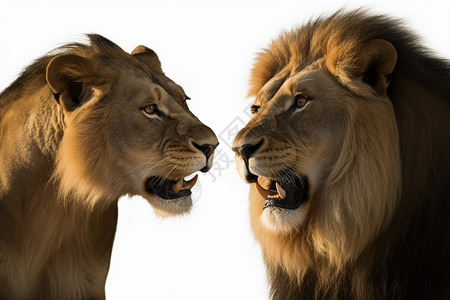 两只凶猛的狮子图片