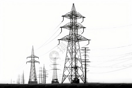 白色背景上的电塔背景图片