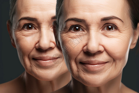 眼睛老化外国女子皮肤皱纹特写肖像3D概念图背景