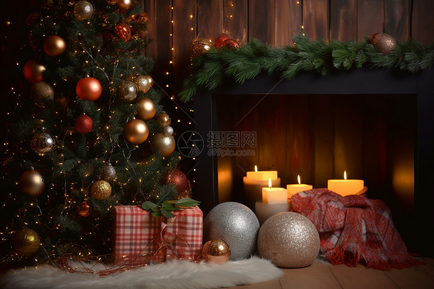 圣诞氛围的家居装饰图片