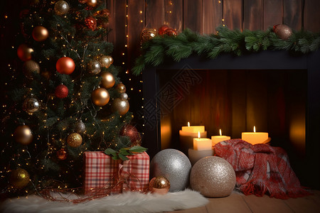圣诞氛围的家居装饰高清图片