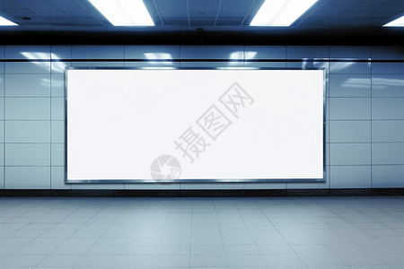 墙上的空白广告牌背景图片