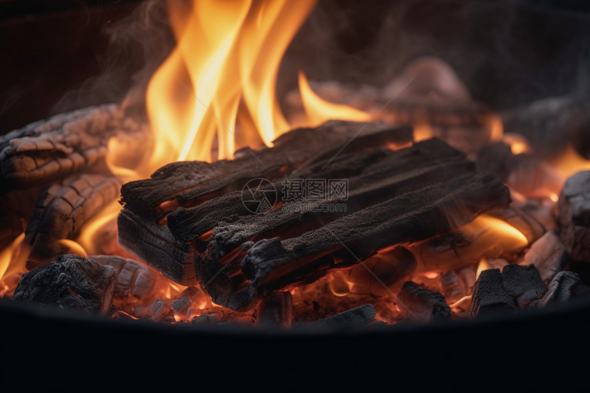 燃烧的木炭图片