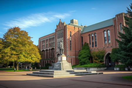 校园雕塑西雅图华盛顿大学校园背景