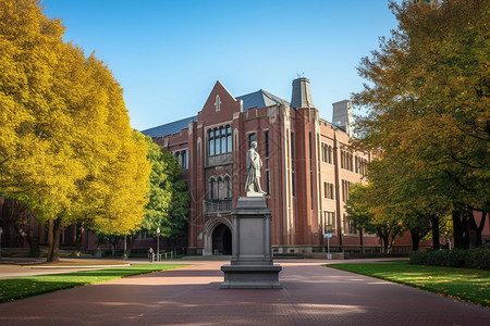 老校园西雅图华盛顿大学校园雕塑背景