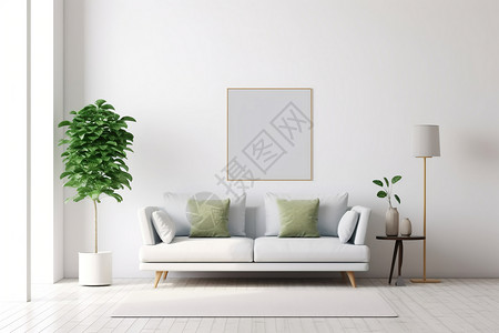 室内绿植素材白色简约的室内背景背景