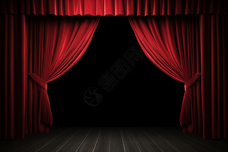 红丝绸红舞台红幕开场设计图片