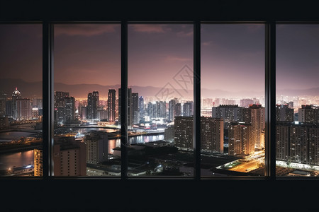 窗外照片素材窗外城市繁华夜景背景