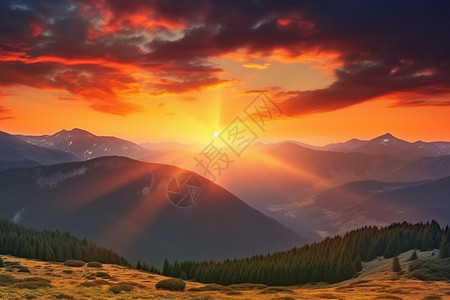 日落时山上的美景图片