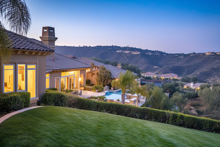 南加州山上的房子高清图片