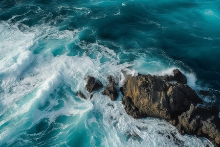 波浪和蔚蓝海水图片