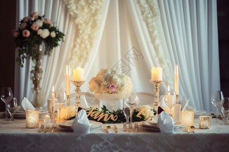 优雅的婚礼餐桌背景图片
