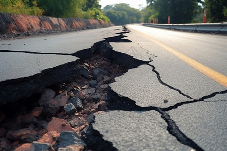 打击非法地震灾害后沥青路面裂缝背景