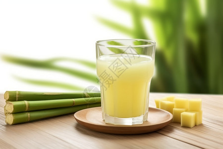 鲜榨甘蔗汁玻璃薄片高清图片