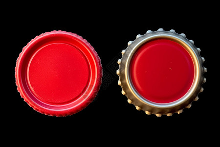 红色金属瓶盖两面图片