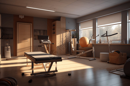 运动康复有运动设备的治疗室设计图片