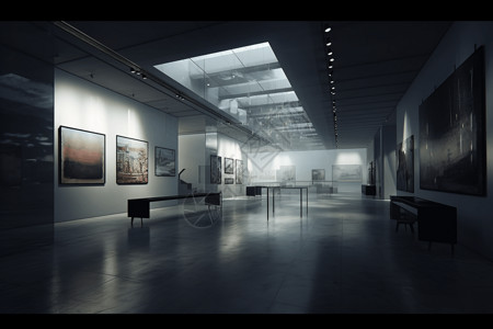 现代画廊背景图片