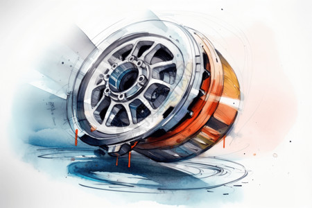 钢圈汽车的轮毂插画