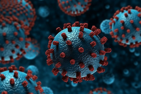 3d渲染医学背景与covid 19病毒细胞图片