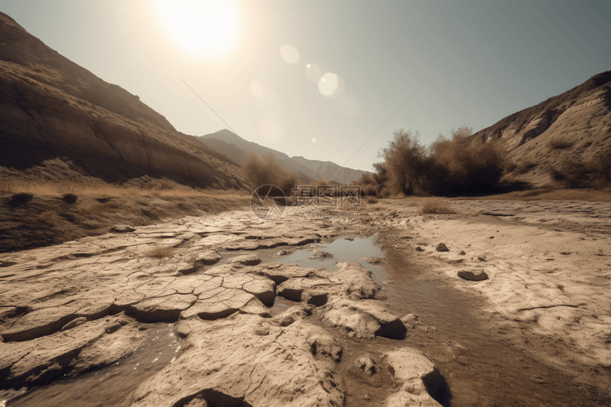 空旷干涸的河床图片