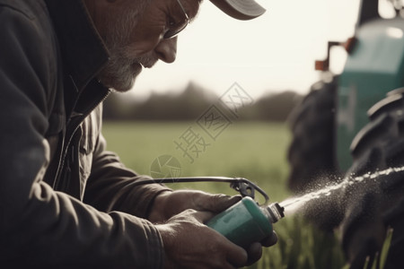 农民调整农药喷雾器设计图片