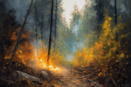 森林的熊熊大火背景图片