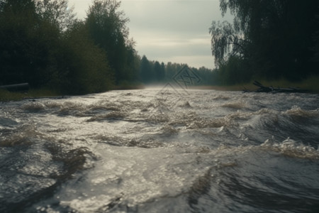 河里的洪水灾害背景图片