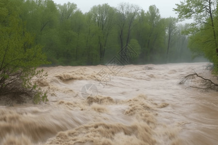 河岸上的洪水背景图片