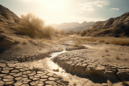 干燥和荒凉的河床图片