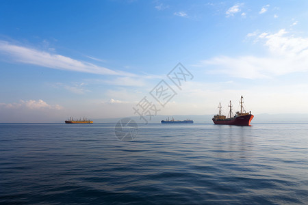 集装箱大货船手绘运输港口的船只设计图片