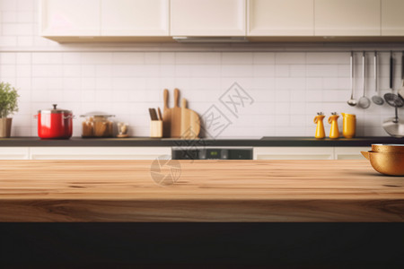 家居厨房的木质台面效果图设计图片
