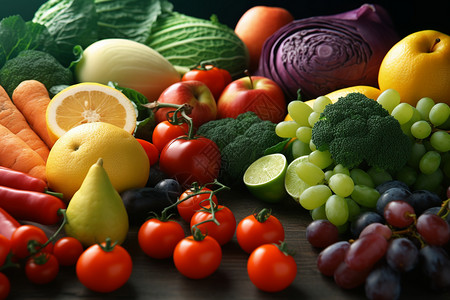 新鲜健康的蔬菜和水果图片