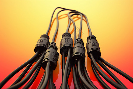 黑色移动电源连接电源线设计图片