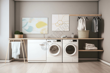衣服秀和素材方便的家庭洗衣房设计图片
