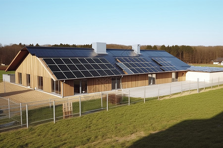 屋顶太阳能屋顶新能源设备光伏板发电设计图片