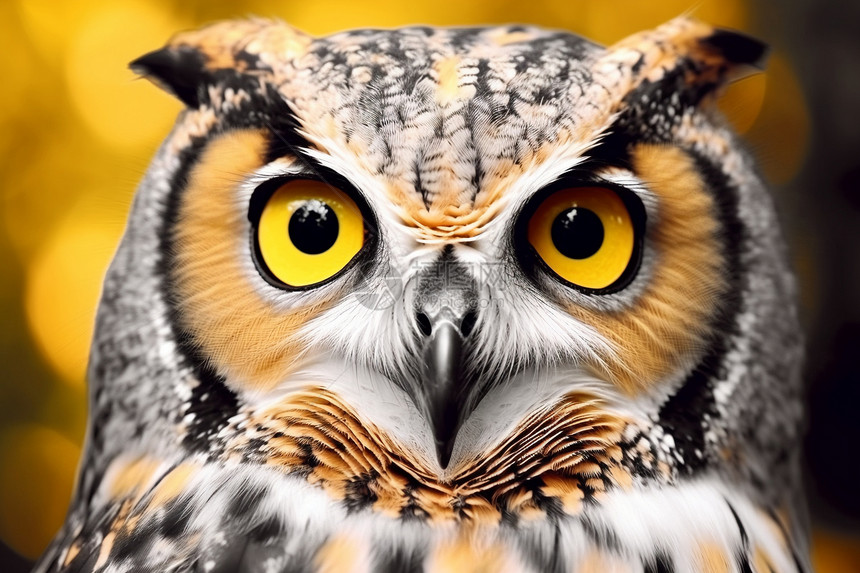 黄眼猫头鹰的肖像图片