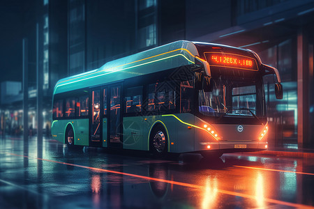 城市的电动公交车背景图片