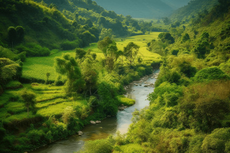 河流景观乡村的景观设计图片