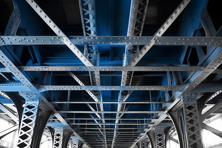 桥下钢结构工业桥梁高清图片