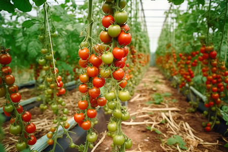 在温室中种植樱桃番茄图片