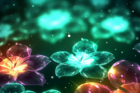 闪亮的水晶花朵背景图片