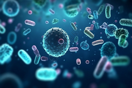 人漂浮人体内的微生物和细胞设计图片