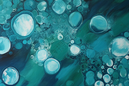 水蓝色气泡丙烯画高清图片