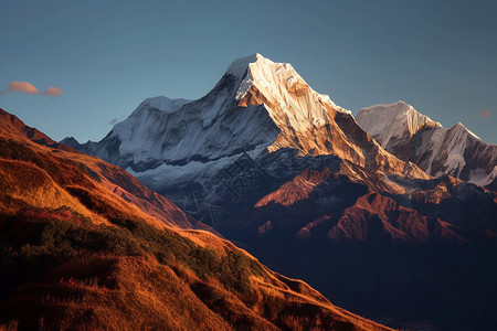 纳瑞苏安喜马拉雅山中段安纳普尔纳峰背景